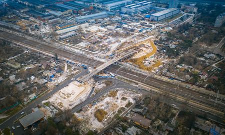 Строительство путепровода через железную дорогу по улице Фрунзе – улице Мира в городе Мытищи Московской области